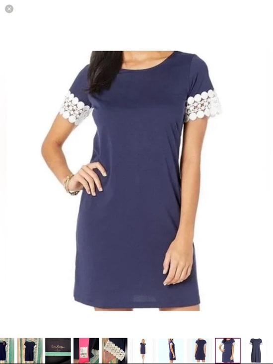 Lilly Pulitzer Dresses & Skirts - NWT Large Lilly Pulitzer Hayes True Navy Short Lace Sleeves T-Shirt Mini Dress